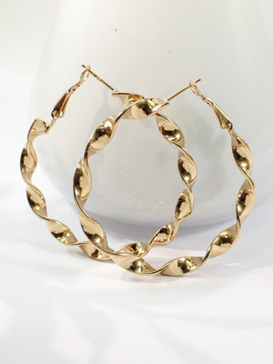 JRISSY Stylish Glossy Finish Curl Round Hoop Earring for Ladies Alloy Hoop Earring