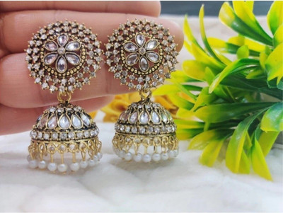 JMBW INTERNATIONAL Rubi Collections Golden Dome Shaped Jhumkas Earrings Alloy, Brass Jhumki Earring