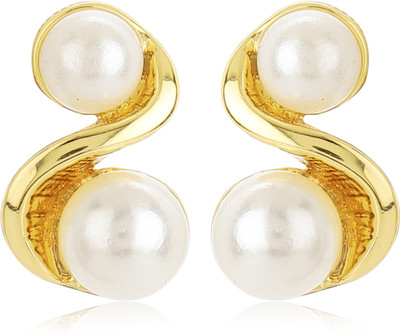 Estele Estele Gold Plated Stud with Pearl stud Earring for Women Pearl Alloy Stud Earring