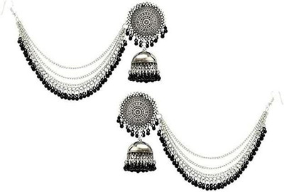 Ruhi Black Bahubali Beads Alloy Jhumki Earring