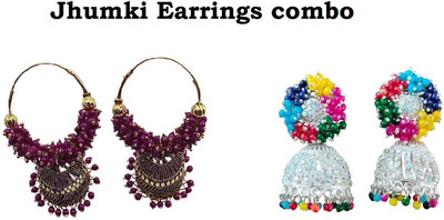 JMBW INTERNATIONAL 2 Combo cute sunflower earrings ethnic Beads Alloy Jhumki Earring