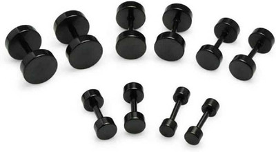 Essence Of Fashion EOF Stainless Steel Black Combo For Men/Boys/Boyfriend Alloy Stud Earring