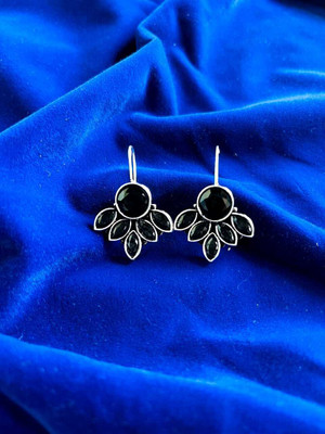 Hengar Traders Half_Flower_Black-3 Cubic Zirconia Alloy Earring Set