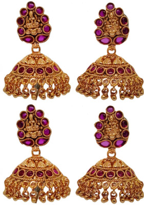 DK FASHION GOLD PLATED ZUMKI EARRING-1ER10-GOLD Ruby Brass Jhumki Earring