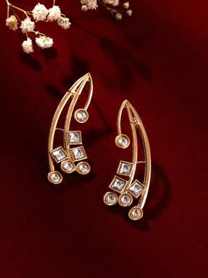 Priyaasi Statement AD Gold Plating Fancy Gold Plating Elegant Earrings Brass Drops & Danglers