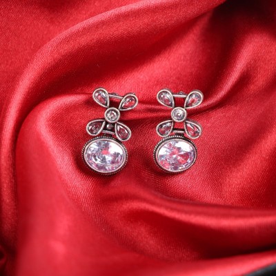sunhari jewels Ox White Stone Round X Design Earring Alloy Earring Set