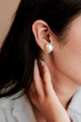 queralt Dual-Sided Button Design Earrings Brass Stud Earring