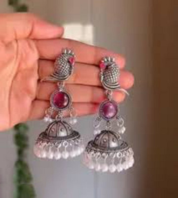 Alasca Silver Plated Earring for Women & Girls Diamond Brass Drops & Danglers