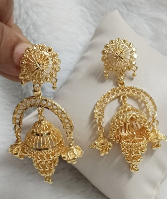 Annajo creation Golden ball Jhumka Brass Jhumki Earring, Drops & Danglers, Chandbali Earring
