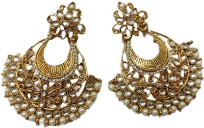 Fashion Empire Indian Earrings Kundan and Meenakari Work in Golden Earring Beads Brass Drops & Danglers