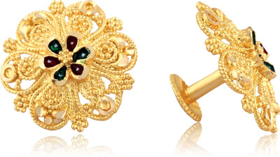 Vivaana Traditional South Screw Back Alloy Gold and Micron Plated Round Earring Alloy Stud Earring