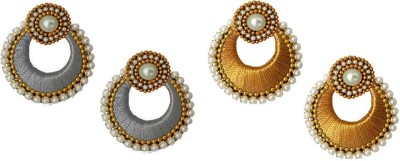 Tia Crafts Handmade Silk Thread Silver and Golden Silk Dori Chandbali Earring