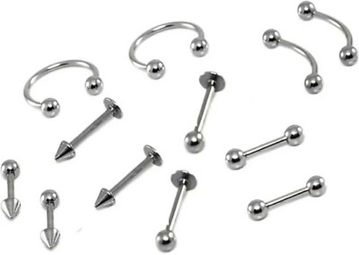 HOUSEOFTRENDZZ Silver Surgical Steel Piercing Men/Women/Boys/Girls (Pack of 12) Stainless Steel Stud Earring Metal Stud Earring