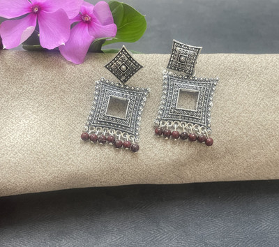 Fashion Paradise Maroon Square Earring Alloy Earring Set