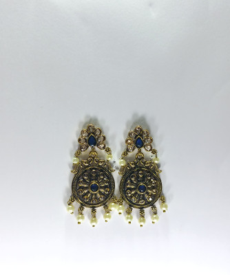 AZTAZ Rani Meenakari Pearl Dangles Alloy Drops & Danglers