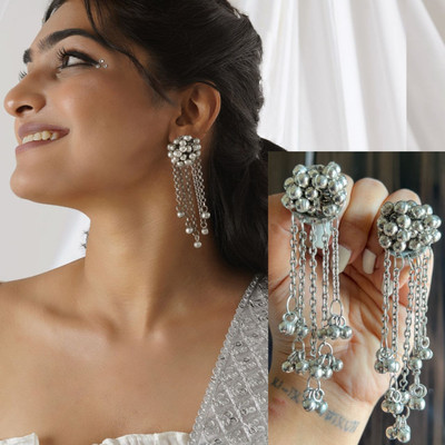 ISLANA Oxidised silver jhumki jhumka Earrings for women and girls Alloy Jhumki Earring