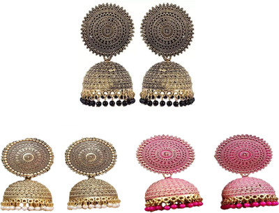 JMBW INTERNATIONAL Stylish Fancy Traditional Combo Set Of 3 Alloy Jhumki Earring