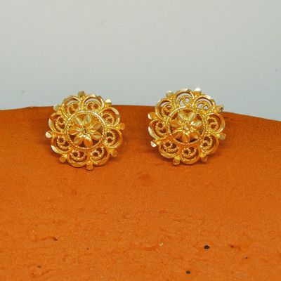 LUV FASHION Traditional South Screw Back Round Stud Earring Brass Stud Earring