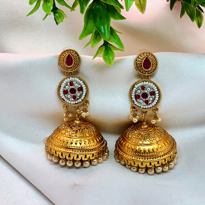 Neeara Fashion Stylish Gold Plated Jhumka Earrings for Women Alloy Jhumki Earring