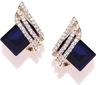 neze NZ 103 Navy Gold-Plated Handcrafted Geometric Studs Alloy Clip-on Earring