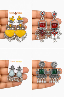 sarthak royal Combo of 4 Pair Traditional Multicolor Earring Set for Women/Girls Crystal Alloy Drops & Danglers, Stud Earring, Earring Set