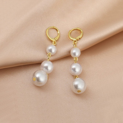Dressberry Bali Earrings for women korean earing girl stylish Western long Moti Ear Ring Pearl Mother of Pearl, Alloy, Gold Earring Set, Hoop Earring