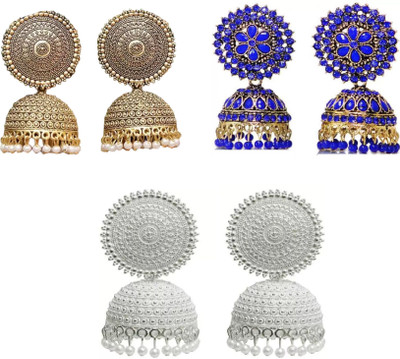 JMBW INTERNATIONAL Stylish Fancy Traditional Combo Set Of 3 Alloy Jhumki Earring