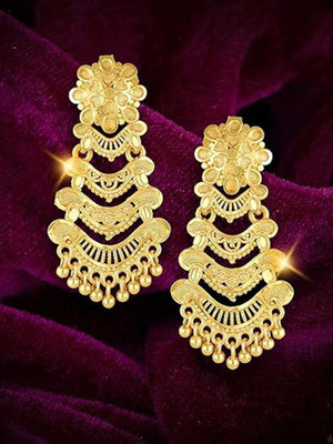 LAKSHYA COLLECTIONS Royal Gold-Plated Layered Chandbali Earrings for Women Festive Wear Brass Drops & Danglers