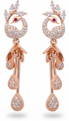 forevershine Rose Gold Plated Sparkling Peacock CZ Jhumki Drop Earrings Alloy Jhumki Earring