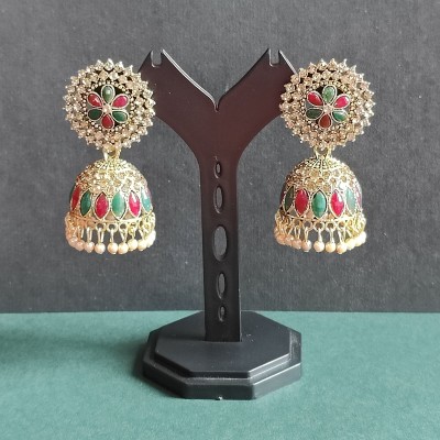 AKINOM Traditional Golden Jhumka Earrings For Woman Beads Brass Jhumki Earring