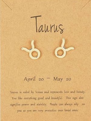 Wumania Taurus Zodiac Sign Studs Earrings Set Rose Gold Ideal for Women and Girls. Metal Stud Earring
