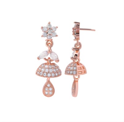 DEARDONAA Rose Gold Plated Earrings for women Diamond Stainless Steel Jhumki Earring