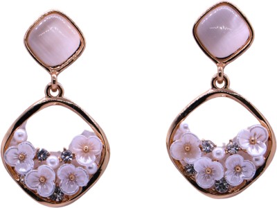 RR Traders Crystal Studded Floral Designed Glamorous Earrings Zircon Alloy, Plastic Stud Earring, Earring Set, Cuff Earring