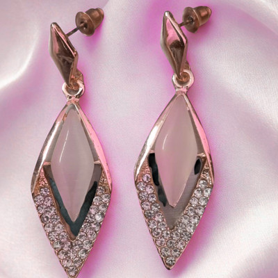 izel beauty Rose Gold Plated Drop Earring Cubic Zirconia Alloy, Brass Drops & Danglers