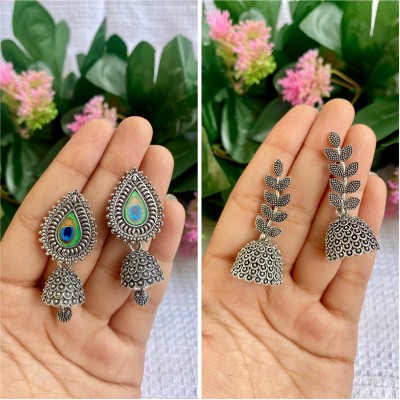 Ananta Crafts Silver Oxidised Alloy Jhumki Earring