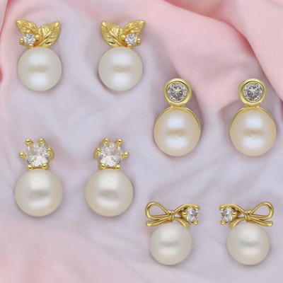 Sri Jagdamba Pearls Farah Combo 4 Pair Earrings Pearl Alloy Stud Earring