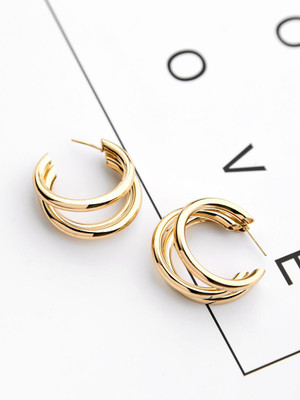Officially Gorgeous EVERSTYLISH Bold Golden Multi-Hoop Stud Earrings for Women Alloy Drops & Danglers