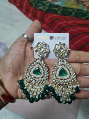 Ajtrends Traditional Kundan Style Party Wear Dangler Earrings Pearl Alloy Drops & Danglers