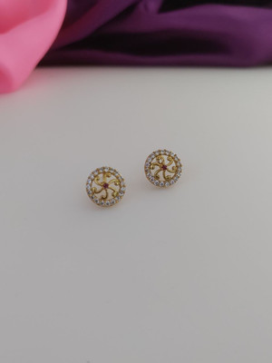 DELOCRAFT Graceful Women's American Diamond Earrings for Wedding & Festivals (Pack of 1) Diamond Brass, Alloy Stud Earring