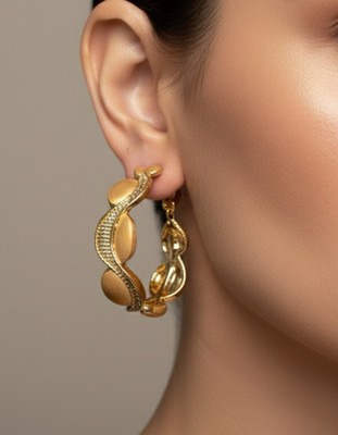 Shivanya Vogue Aurelia Leaf Hoops Stainless Steel Magnetic Earring, Clip-on Earring