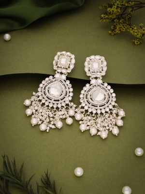 Vedda Pack of 1 Gold Drop & Danglers Earring for Women & Girls Diamond, Pearl Brass Drops & Danglers