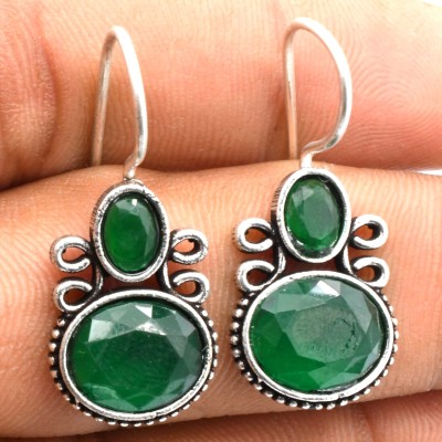 Prembhaya Earring23GREEN German Silver Drops & Danglers