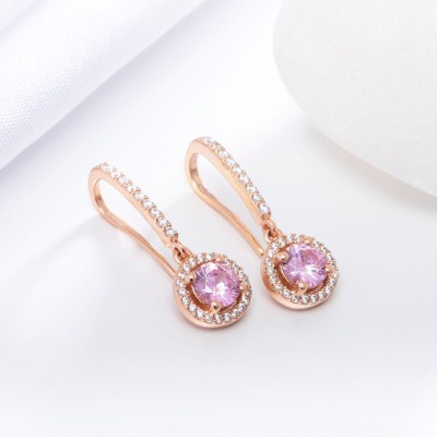 ZAVYA 925 Sterling Silver Chic Goddess Rose Gold Plated Cubic Zirconia Sterling Silver Drops & Danglers
