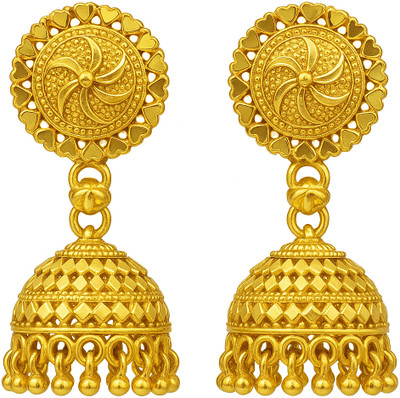 A A Collection Gold-Plated Jhumka Earrings for Women & Girls Cubic Zirconia Alloy Jhumki Earring