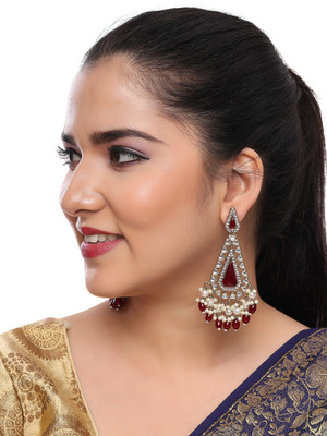 R A Enterprises 7020 Pearl, Beads Alloy Chandbali Earring