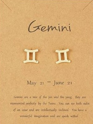 Wumania Gemini Zodiac Sign Studs Earrings Set Rose Gold Ideal for Women and Girls. Metal Stud Earring