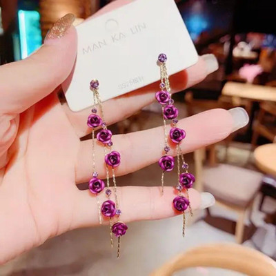 estailo fashion As Pretty As Flower Long Chain Earrings Alloy Drops & Danglers