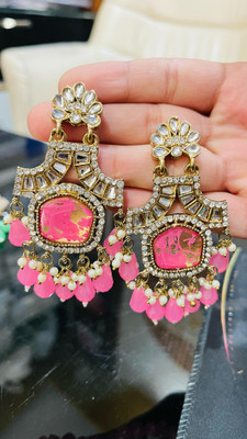 Velvet Jewelz Elegant Gold-Plated Chandbali Earrings for Women & Girls Alloy Drops & Danglers