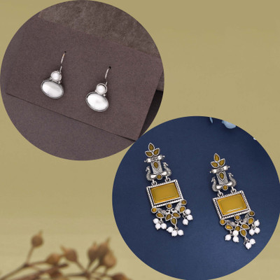 Vedda Silver Earring for Women & Girls Beads Brass Drops & Danglers, Stud Earring