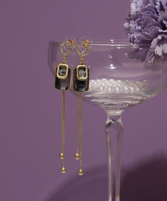 SOHI Silver Plated Designer Stone Party Drop Earring For Women Alloy Drops & Danglers